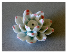 Load image into Gallery viewer, Large Hand-Constructed Glazed Lotus Flower White Bisque Incense Stand