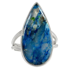 Load image into Gallery viewer, Lightning Azurite with Quartz Silver Ring Size 6.25