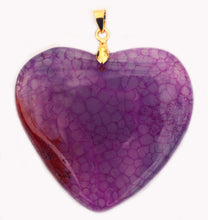 Load image into Gallery viewer, Dragon Veins Agate Heart Pendant in Magenta