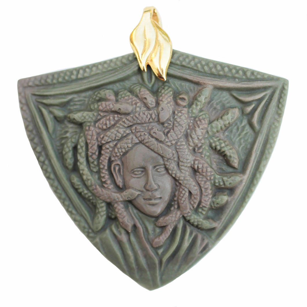 Medusa Medallion Pendant in Ribbon Jasper