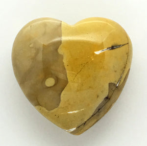 Mookaite Jasper Puffy Heart 45mm in Yellow Ochre Hues