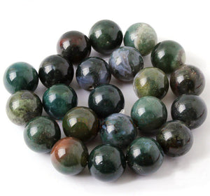 Green Moss Agate Beads 18mm Round Beads 15.5 inch Strand