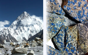 K2 Pendant Azurite in Granite macrame wrap