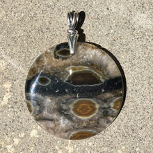 Load image into Gallery viewer, Ocean Jasper Druzy Pendant with reproduction art deco silver bail
