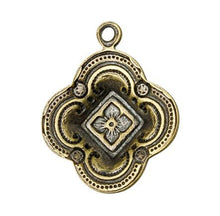 Load image into Gallery viewer, Tibetan Charm in Clover Oxidized Brass by TierraCast