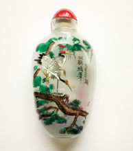 Load image into Gallery viewer, Red Crested Cranes on Branch Glass Snuff Bottle Ornament