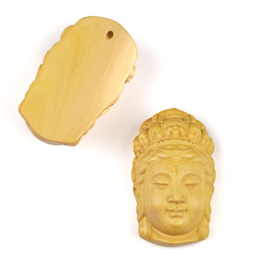 Quan Yin Bead wearing a Crown of Faces Ojime Bead with light varnish