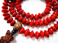 Load image into Gallery viewer, Red Rondel Sandalwood Seed Bead Mala with Carnelian Accents