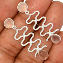 Load image into Gallery viewer, Rose Quartz Earrings in Sterling Silver