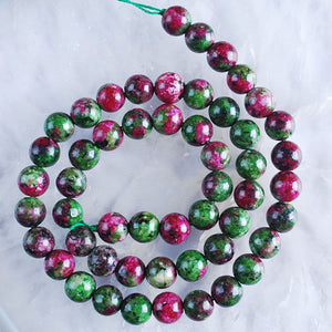 Ruby Zoisite 8.5mm Round Natural Gemstone Beads One Strand