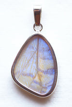 Load image into Gallery viewer, Pearl Blue Morpho Butterfly Pendant in size Small