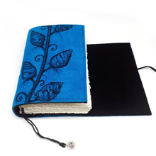 Load image into Gallery viewer, Suede Journal in Marine Blue of Climbing Vine