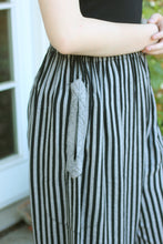 Load image into Gallery viewer, Tienda Ho Black and Gray Stripe Cotton Rayon Moroccan Pants