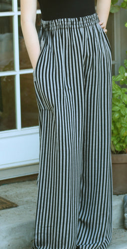 Tienda Ho Black and Gray Stripe Cotton Rayon Moroccan Pants
