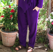 Load image into Gallery viewer, Tienda Ho Purple Cotton Rayon Moroccan Harem Pants