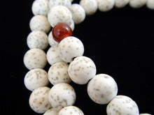 Load image into Gallery viewer, Large Lotus Seed Mala and Carnelian Macrame Tie