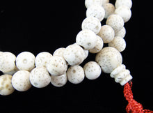 Load image into Gallery viewer, Large Lotus Seed Mala and Carnelian Macrame Tie