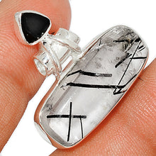 Load image into Gallery viewer, Black Tourmalinated Quartz Pendant with Black Onyx in Sterling Silver