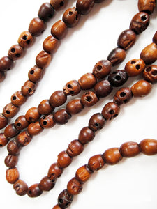 Wood Skull Mala Prayer Beads - Embrace the power of Kali