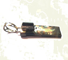 Load image into Gallery viewer, Abalone Shell Pendant aka Mother-of-Pearl with Black Tourmaline accent