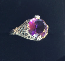 Load image into Gallery viewer, Amethyst Ring 4 Carat 1930's Retro Design Size 8