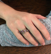 Load image into Gallery viewer, Amethyst Celtic 4-Band Queen's Ring with 4mm Natural Faceted Round Amethysts Size 7