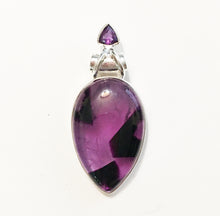 Load image into Gallery viewer, Amethyst Pendant Oval with with starburst effect and faceted Amethyst