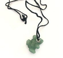 Load image into Gallery viewer, Green Aventurine Frog Amulet on Black Cord aka Frog Fetish Smaller Size