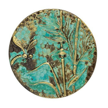 Load image into Gallery viewer, Bamboo and Dragonfly Disc Charm in Brass with Patina