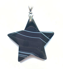 Load image into Gallery viewer, Star Pendant Black Onyx pendant with art deco bail in sterling silver.
