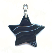 Load image into Gallery viewer, Star Pendant Black Onyx pendant with art deco bail in sterling silver.