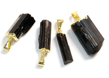Load image into Gallery viewer, Black Tourmaline Point Pendant with 14k Gold Plate Bail