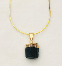 Load image into Gallery viewer, Black Tourmaline Point Pendant with 14k Gold Plate Bail