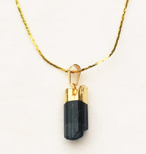 Load image into Gallery viewer, Black Tourmaline Point Pendant with 14k Gold Plate Bail