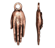 Load image into Gallery viewer, Blossom Hand copper charm with antique finish