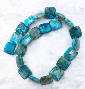 Blue Crazy Lace Agate 18mm Square Beads
