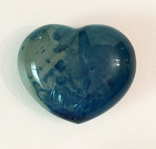 Blue Agate Puffy Heart No. 22