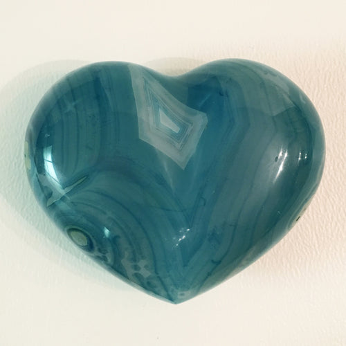 Blue Agate Puffy Heart No. 28