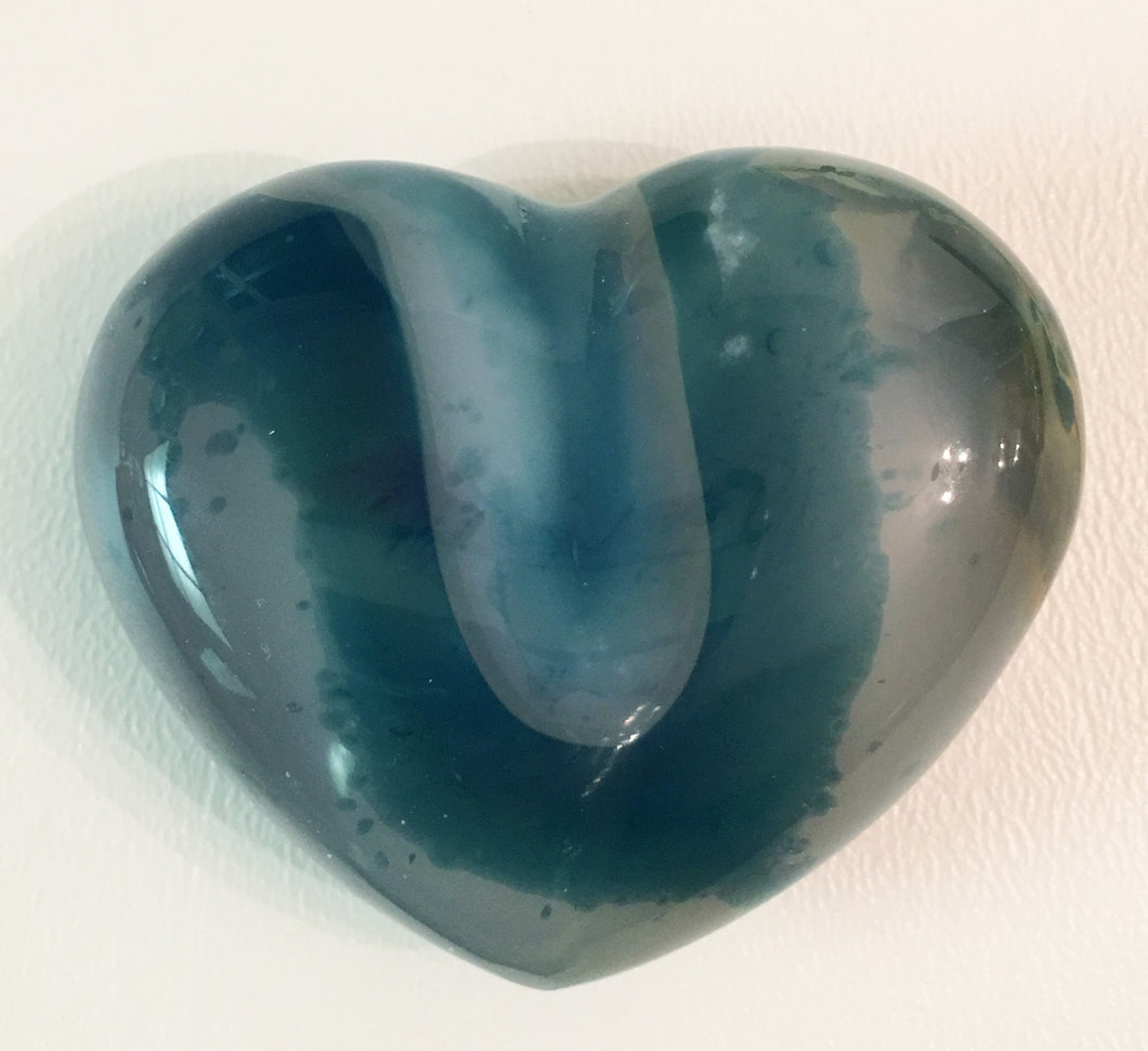 Blue Agate Puffy Heart No. 36