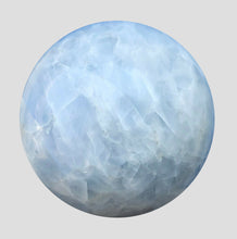 Load image into Gallery viewer, Blue Calcite sphere 110mm or 4.33 inches in diameter and just over 4 lbs for easier detox