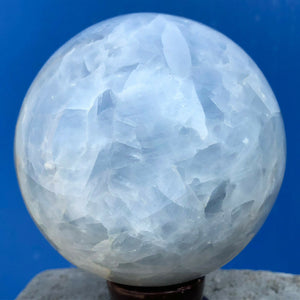 Blue Calcite sphere 110mm or 4.33 inches in diameter and just over 4 lbs for easier detox
