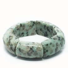 Load image into Gallery viewer, Blue Dalmatian Jasper Curved Chunky Bead Stretch Bracelet