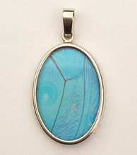 Load image into Gallery viewer, Blue Morpho Butterfly Wing Pendant in Medium Oval