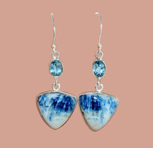 Load image into Gallery viewer, Blue Scheelite Earrings with Blue Topaz