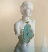 Load image into Gallery viewer, Blue Botswana Agate Druzy Geode Pendant