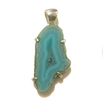 Load image into Gallery viewer, Blue Botswana Agate Druzy Geode Pendant