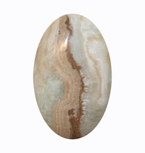 Load image into Gallery viewer, Caribbean Blue Calcite Palm Stone 3.9 oz with wonderful pattern
