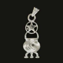 Load image into Gallery viewer, Halloween Witch's Cauldron with Pentagram Charm Sterling Silver