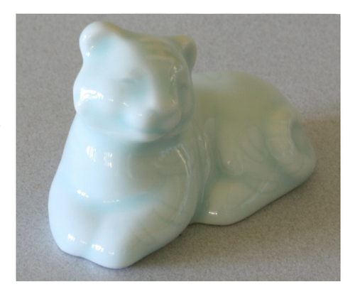Chinese Year of the Tiger Figurine Celadon Glazed Porcelain
