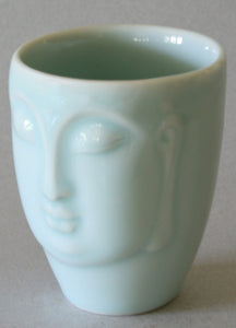 Celadon Glazed Porcelain Buddha Face Cup
